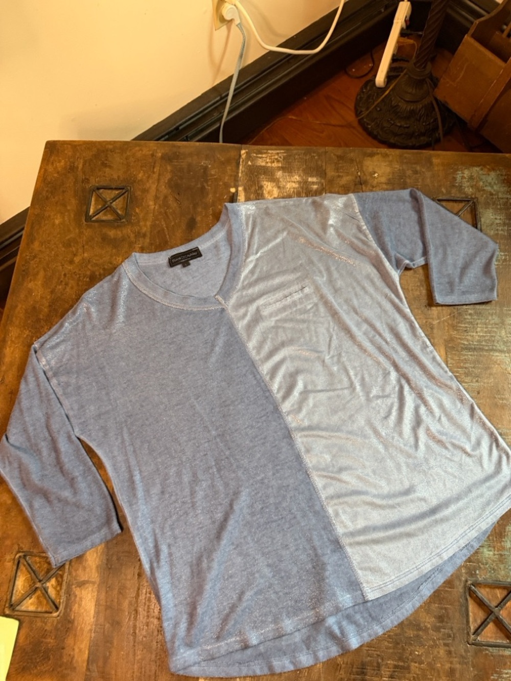 Flora Ashley beautiful delicate weight foiled Light Blue Sweater